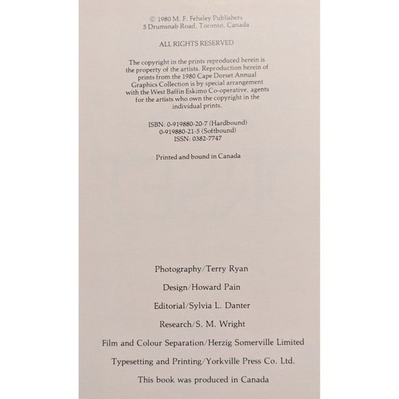 Vtg Dorset 80 Inuit Art Cape Graphics Annual 1980 Canada Hardcover Pitseolak Fun - Picture 2 of 14